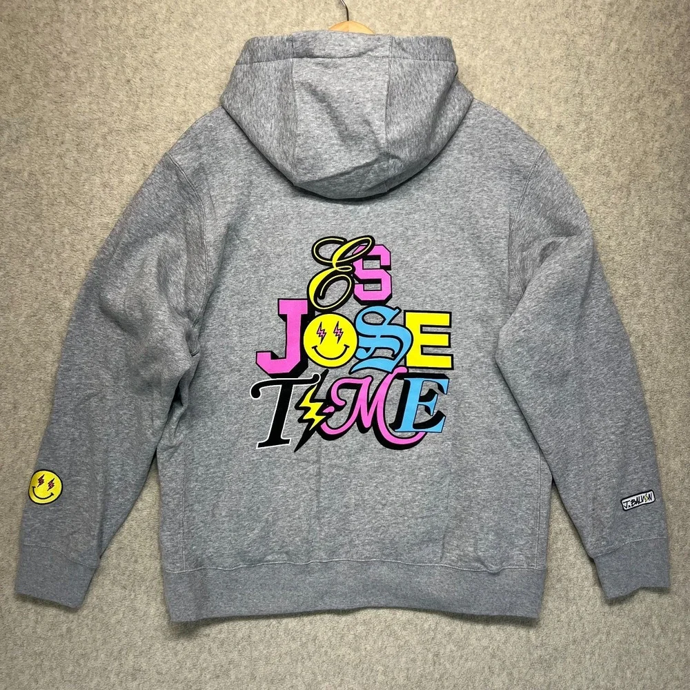 NWT Nike Mens‎ J. Balvin Es Miller Time Hoodie Gray Logo Es Jose Time Graphic XL